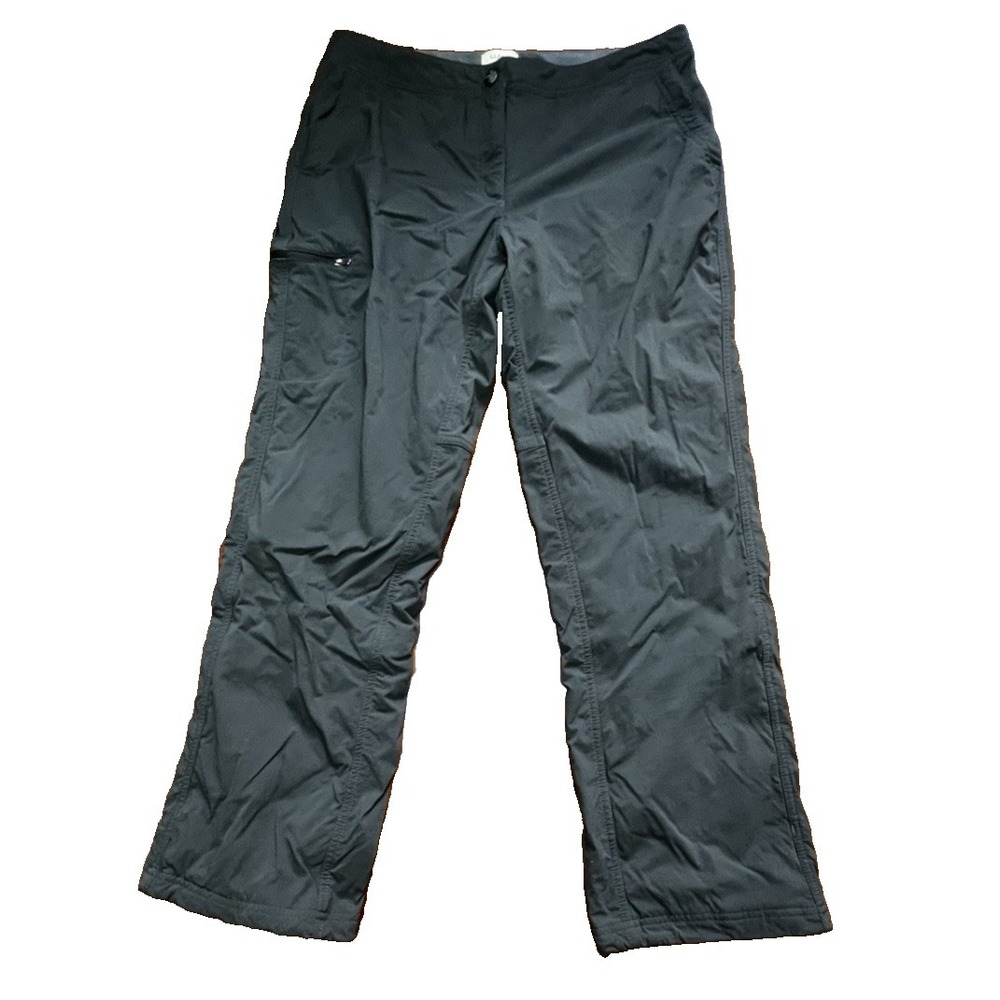 LL Bean Fleece Lined Hiking Pants Black Stretch Outdoor Trail Women's 12 EUC
